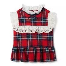 Janie & Jack Toddler Girls Red Plaid Ruffle Peplum Top Size 5 shirt Long sleeve Blouse