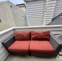 FREE: Sunbrella Outdoor Wicker Sectional Loveseat – $200