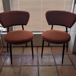 Hearth Upholstered Dining Chairs, Metal Frame, Orange & Black, Set of 2