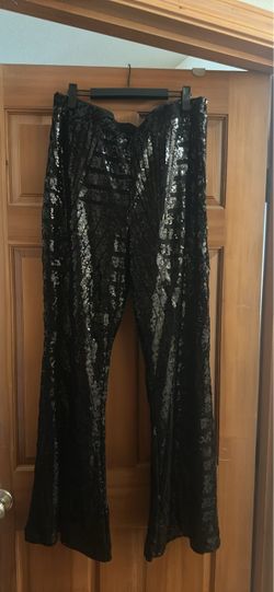 Black Sequin Wide-Leg Pants