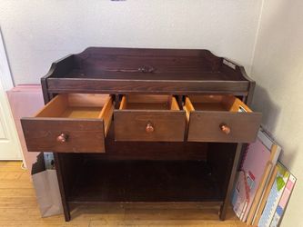 Dark Wood Baby Changing Table with Drawers