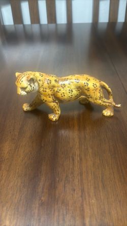 UCTCI Ceramic Leopard Figure Statue MCM 8" Japan