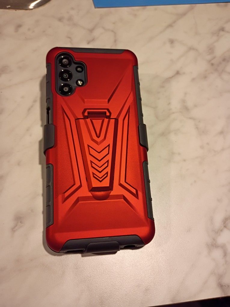 Unused Samsung A13 With Screen Protector And Red Case