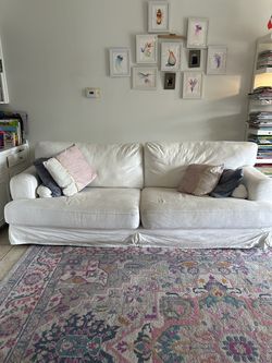 White Super Comfy Fabric Sofa