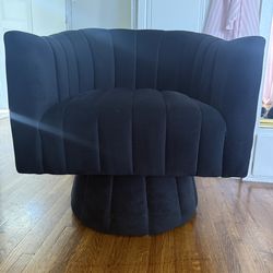 Modern Black Velvet Swivel Barrel Chair