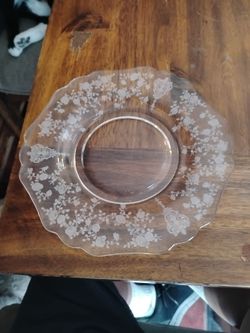 Vintage Cambridge Rose Point clear glass salad plate 8.5"