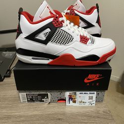 Size 10.5 - Nike Air Jordan 4 Fire Red White Tech Grey (2020)