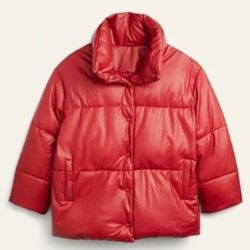 Avec les filles Red Puffer Coat