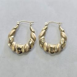 10kt Gold Hollow Puffy Shell Hoops