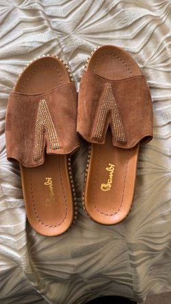Bambi Brown Suede Slide Sandals