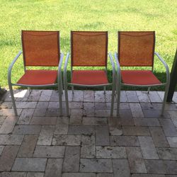 3 Lightweight Orange/White Chairs
