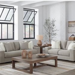 Maggie Flax Living Room Set(Sofa And Loveseat 