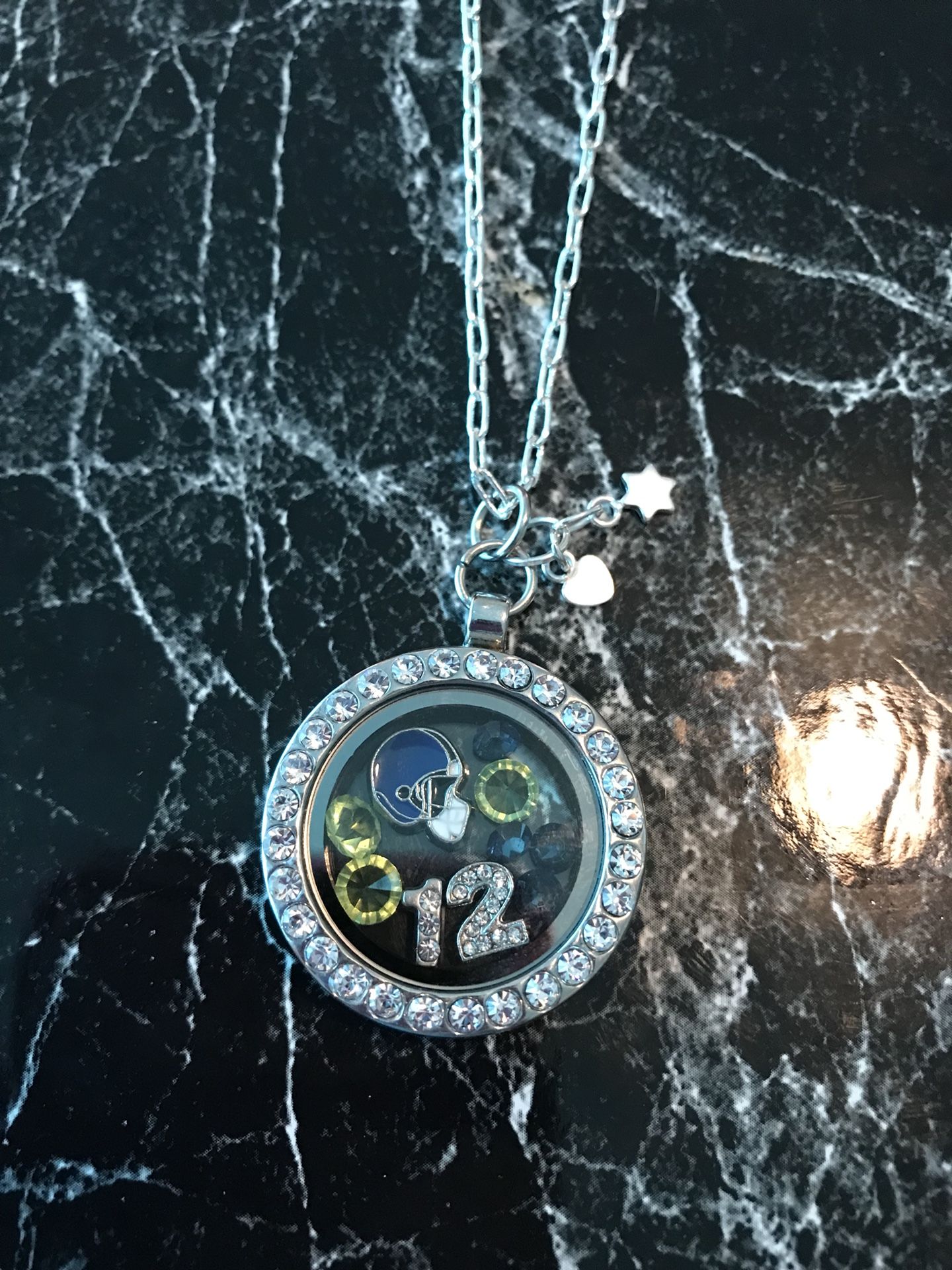 Seahawks floating charm locket necklace