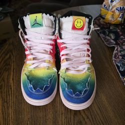 Size 8- Jordan 1 Retro OG High x J Balvin Tie Dye Pre-owned 