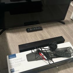 TV 30 inch Samsung and Mini soundbar speakers 
