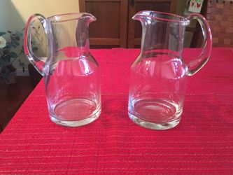 Pair of 9” Simply Elegant Glass Pitchers