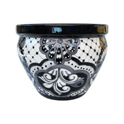 Black & White Talavera-Style Ceramic Planter