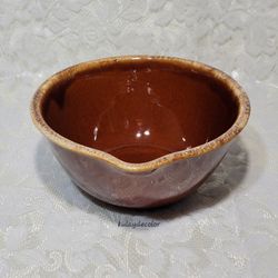 Vintage Hull Pottery Brown Drip Batter Bowl USA Oven Proof Rustic Stoneware 8"