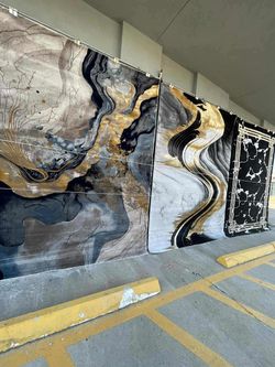 Large Abstract Marble Print Area Rugs