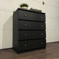 HUGE Modern Dresser – Black w/ Gold Hardware