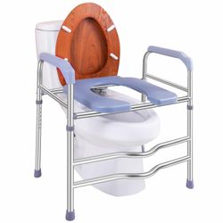 Deewow Raised Toilet Seat with Handles, Toilet Seat Riser for Seniors with Adjustable Height, up to 400lbs