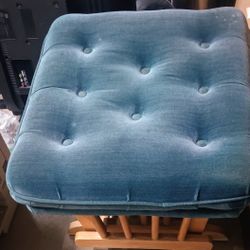 Blue Green Glider Foot Stool Ottoman Vintage Oak 