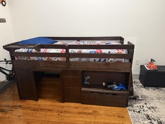Purdy Hill Twin Solid Wood Low Loft Bed with Shelves by Harriet Bee