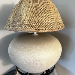 Large Ceramic Table Lamp – Boho / Coastal Style (Shade Included)