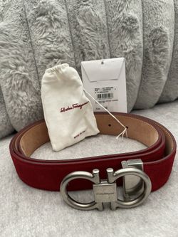 NEW Ferragamo Belt RED Suede SIZE EU46 / USA 36