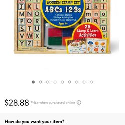Melissa & Doug Deluxe Letters and Numbers Wooden Stamp Set ABCs 123s With Activity Book, 4-Color Stamp Pad - FSC Certified