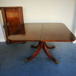 Antique Schmieg And Kotzian Dining Table With Leaf And Cover 