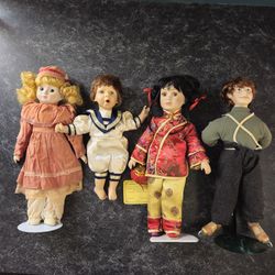4 Vintage Porcelain Dolls Collectible Toy Doll OBO