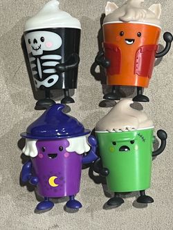 Wendy’s frosty frights set of 4 skeleton ,Purple witch, Frankenstein brrr beast
