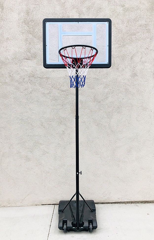 New $65 Junior Kids Sports Basketball Hoop 31x23” Backboard, Adjustable Rim Height 5’ to 7’