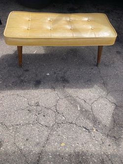 Mid Century Tufted Yellow Mustard Bench