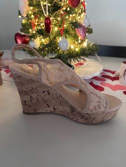 Nude Suede Espadrille Wedge Sandals