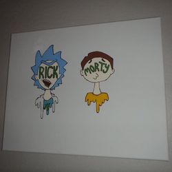 Original Abstract Art Rick and Morty Painting on Canvas