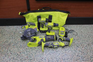 RYOBI 18V 6-Tool Combo Kit with 1.5 Ah Battery, 4.0 Ah Battery, and Charger