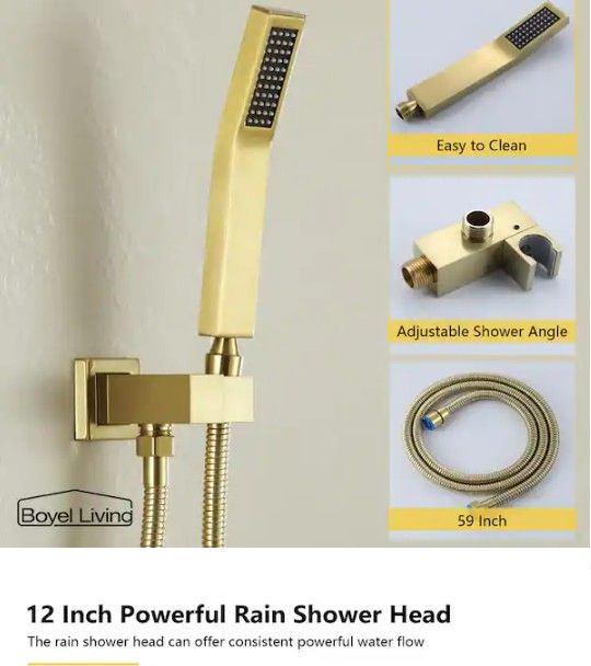 Luxury Dual Heads Shower System In Brushed Gold
