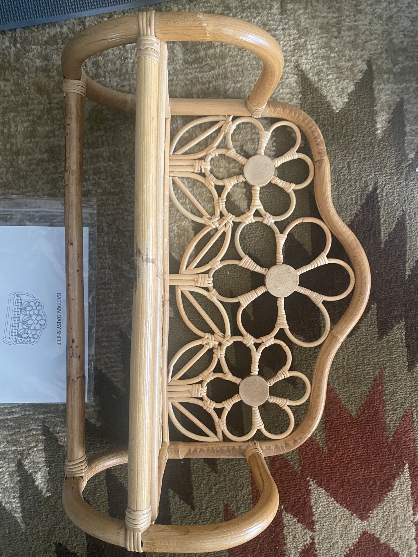New Boho Rattan Daisy Wall Shelf