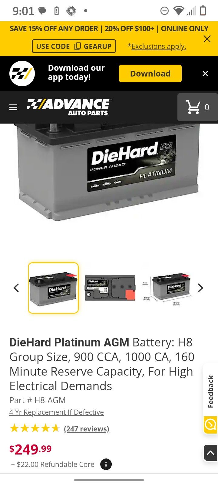 Die Hard Agm Platinum Battery