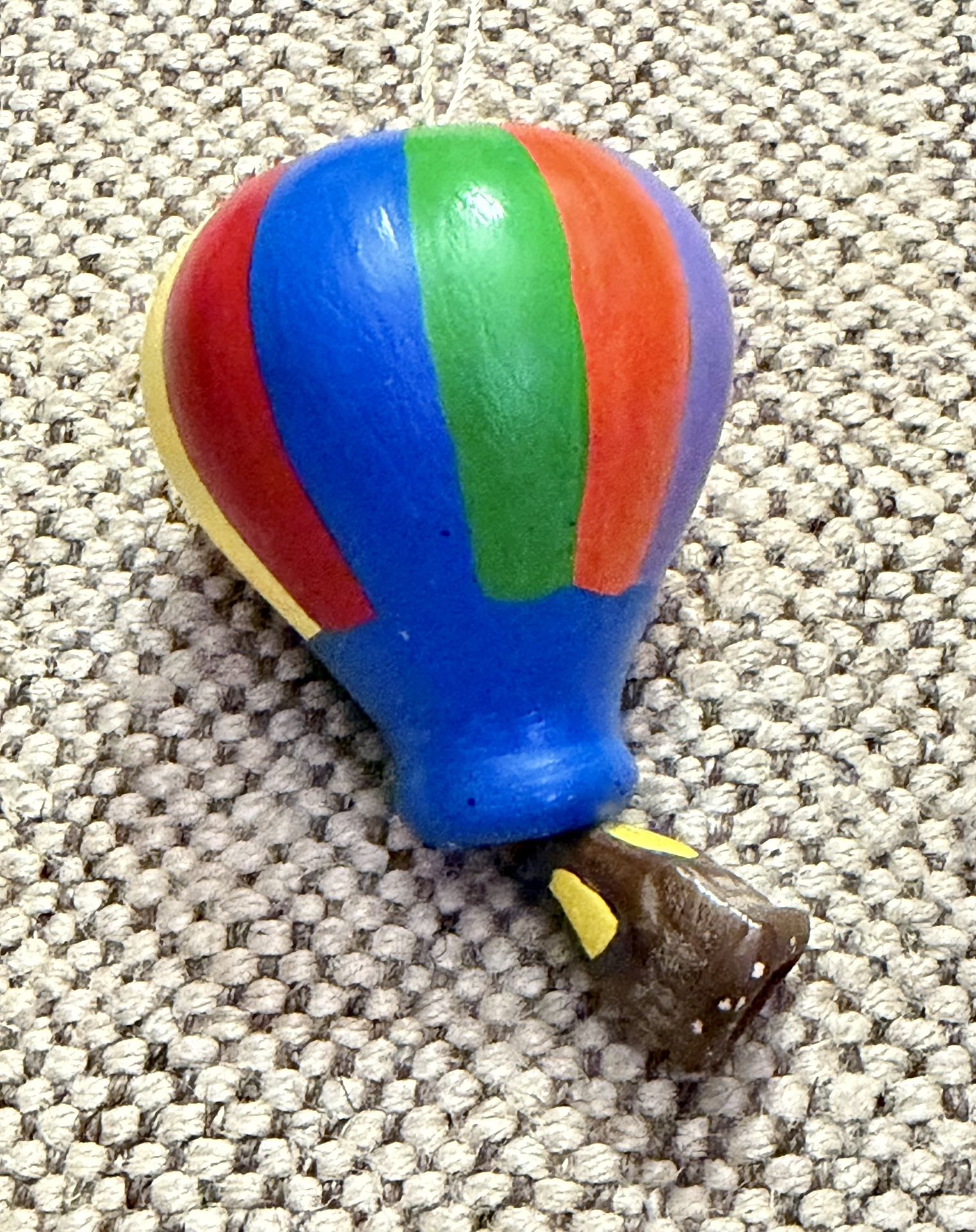 Vintage Hot Air Balloon Ornament Hand Painted Ceramic New Mexico Signed L Ross