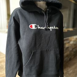 Black Champion Hooded Sweater - Size Small 