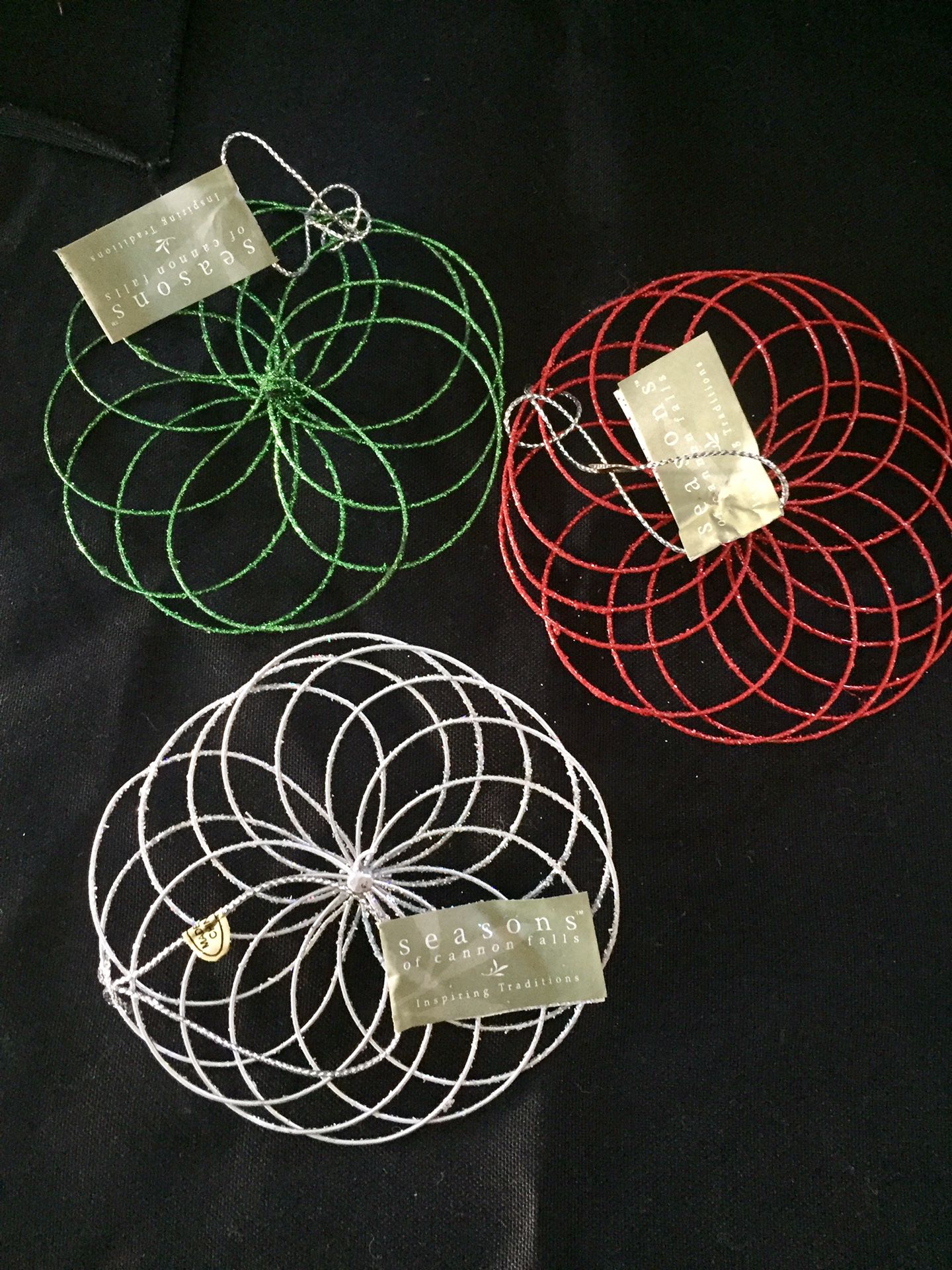 Christmas spiral ornaments set of three