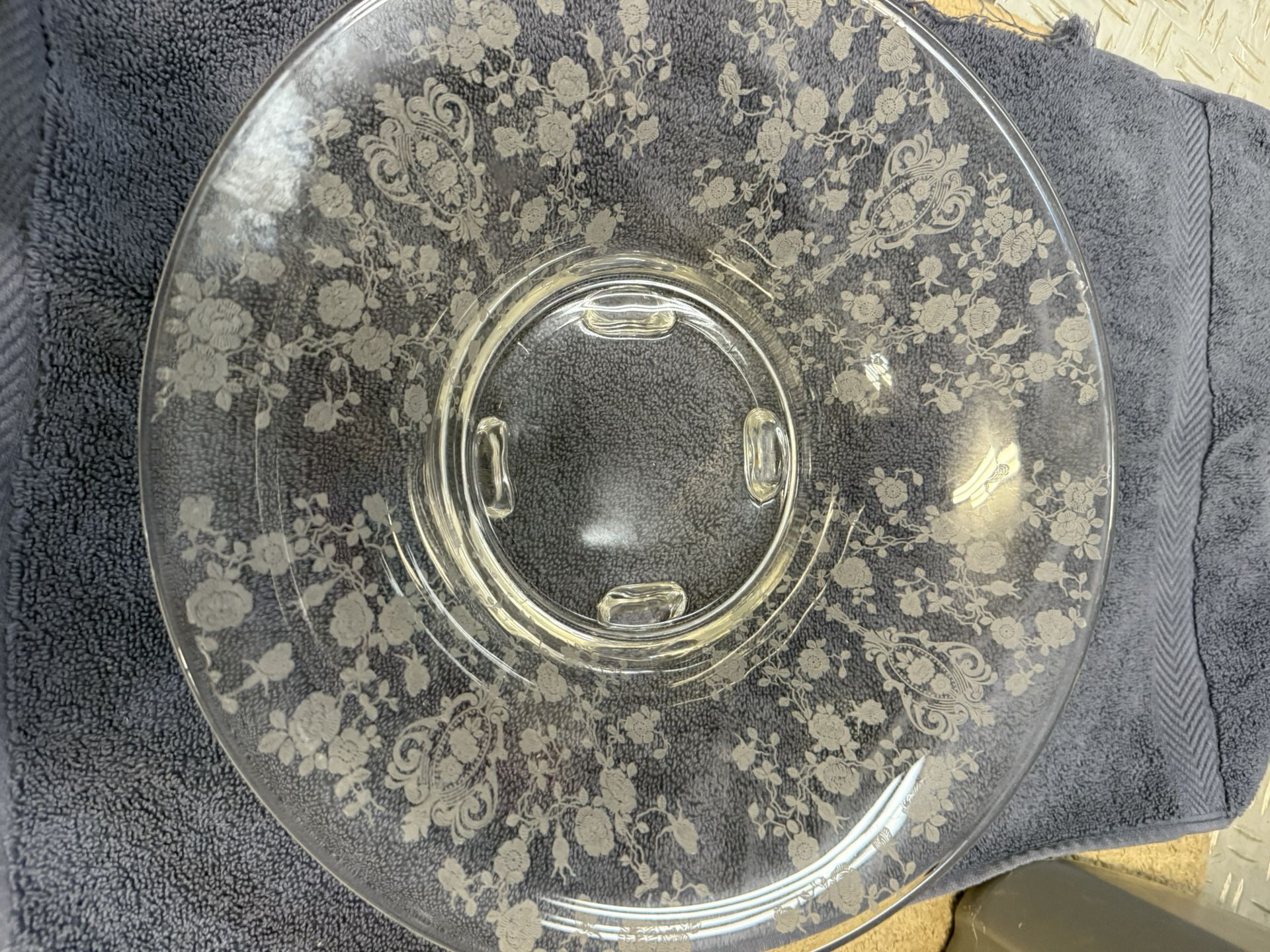 Etched Glass Salad Bowl