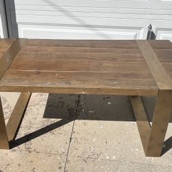 Boho Rustic Wood And Brass Coffee Table