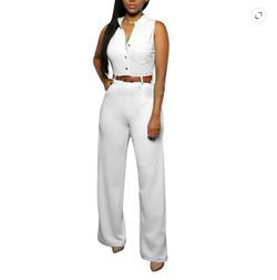 White Sleeveless Wide Leg Jumpsuit