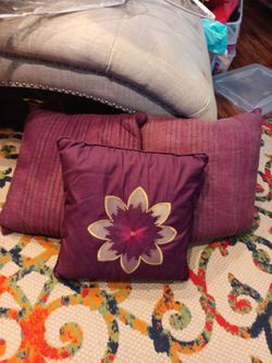 3 piece decorative purple pillows $35 OBO
