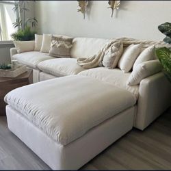 Pluma Ivory Fabric Modular Sectional Pre Sets