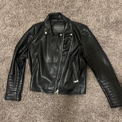 Black Moto- Style Pleather Jacket- Like New $25